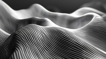 Wall Mural - A minimalist design featuring monochromatic wavy lines that create a sense of movement and flow