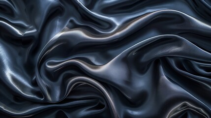 Leinwandbilder - Black gray satin dark fabric texture luxurious shiny that is abstract silk cloth panorama background with patterns soft waves blur beautiful : Generative AI