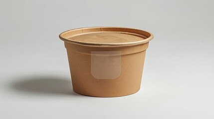 Poster - Disposable kraft paper bowl with plastic lid isolated on white background : Generative AI