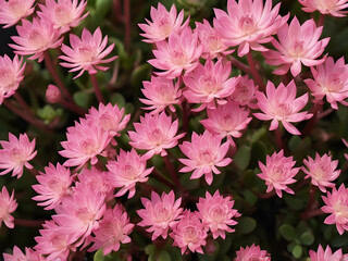 Wall Mural - abstract glowing Pink sedum or orpine flower background