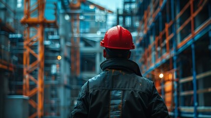 Poster - Builder inspection consultancy Inspector checking material and structure in construction : Generative AI