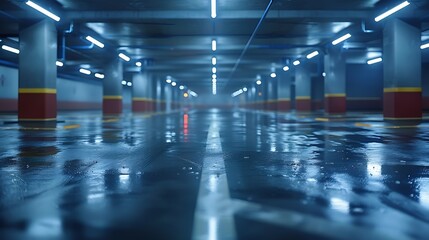 Poster - Empty parking garage in modern apartment : Generative AI