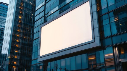 Aufkleber - Blank white advertising billboard in front of the modern office building : Generative AI