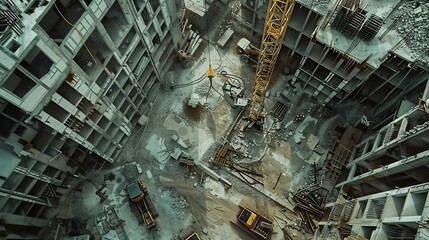 Poster - Construction site of buildings pouring cement Top view new screed concrete with leveling mortar for floors : Generative AI