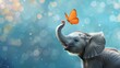 © Galib - A baby elephant reaches its trunk up towards a butterfly.