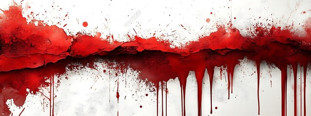 Wall Mural -  red paint splatter on white wall background, Red blood splatter on a grunge wall, horror wall, halloween wall, red vintage, retro,red splash dripped blood textured wall,banner poster design walll 