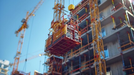 Aufkleber - Construction crane working on large construction site : Generative AI