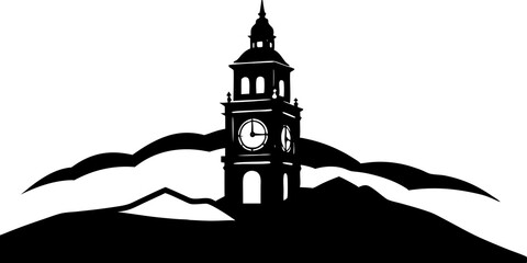 Wall Mural - Clock Tower Silhouette Art: Classic and Modern Designs for Every Space