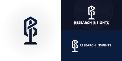 Abstract initial letter RI or IR in blue-black color isolated on multiple background colors. The logo is suitable for market research agency podcast logo design inspiration templates.