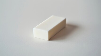 Wall Mural - A white rectangular eraser on a white surface.