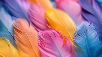 Aufkleber - Colorful feather background Copy space : Generative AI