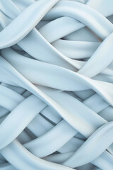 Poster - Abstract close-up of smooth, intertwined white ribbons creating a dynamic and flowing pattern with soft lighting.