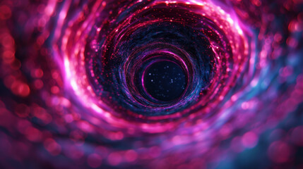 Poster - Abstract depiction of a vibrant vortex with swirling, glowing pink and purple lights, creating a captivating and energetic visual effect.