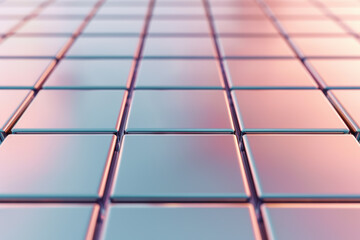 Poster - Abstract view of a metallic tile surface with soft reflections and gradient lighting, showcasing a futuristic design and modern aesthetic.