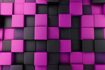Poster - Abstract geometric background with vibrant pink and black  cubes. Modern design, perfect for tech projects, digital art, and creative presentations.