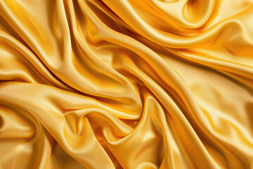 Luxurious golden silk fabric with smooth texture and elegant folds. Perfect background for fashion, textiles, and luxury brand designs.