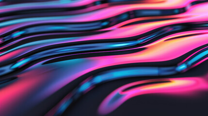 Poster - Vibrant abstract background with fluid neon colors and glossy waves, creating a dynamic and futuristic visual effect.