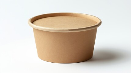 Poster - Disposable kraft paper bowl with plastic lid isolated on white background : Generative AI