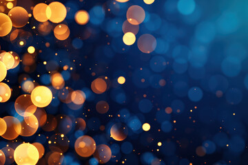 Poster - Vibrant bokeh lights in warm orange and cool blue shades create a festive and abstract background perfect for holiday and celebration designs.