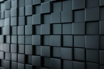 Poster - Abstract  black geometric cubes background with a modern, futuristic design. Perfect for technology, architecture, and digital art themes.