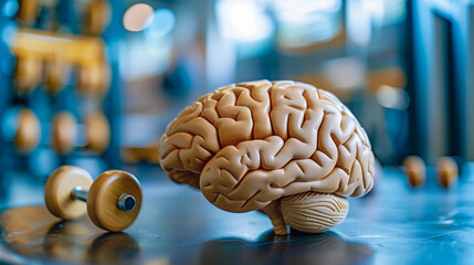 brain model in gym for mental fitness concept