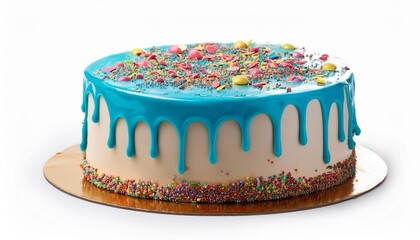 Poster - Festive Birthday Cake: Blue Ganache Drip with Rainbow Sprinkles