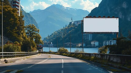 Aufkleber - Blank billboard on the side of the road in lugano : Generative AI
