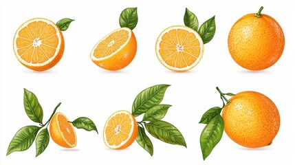 A healthy orange clipart, fruit element, minimalist design, clean lines, isolated on white background
