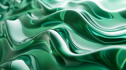 Wall Mural - a close up of a green and white abstract background with wavy lines