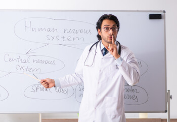 Wall Mural - Young male doctor neurologist in front of whiteboard