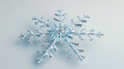 Poster - A single, shiny snowflake on a white background.