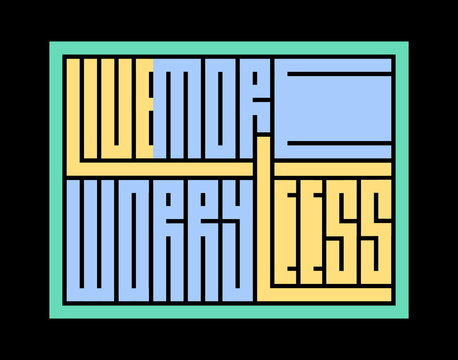 Live more worry less text typography labyrinth kufi arabic style