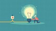 © Spear - Innovative Business Team Maintaining and Cleaning Giant Light Bulb for Energizing Ideas - Flat Style Illustration
