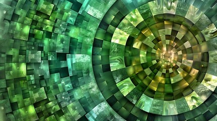 geometric background related to time travel green tones