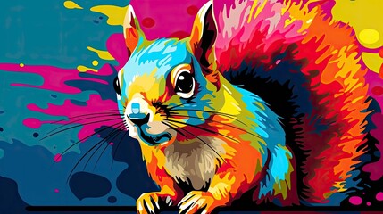 Wall Mural - colorful squirrel on pop art vector illustration.