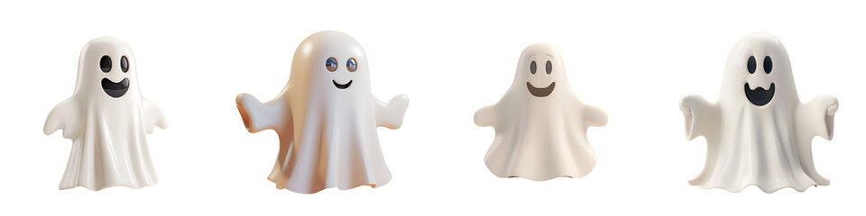 Wall Mural - Four Cheerful Halloween Ghosts 3D Render