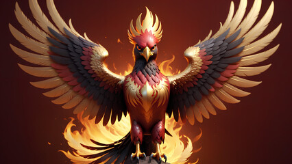 Sticker - Phoenix bird fire fantasy firebird abstract magic 3D eagle animal