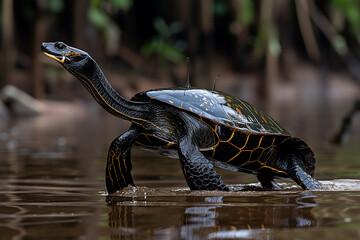 Wall Mural - there is a turtle that is walking in the water