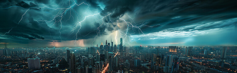 Dramatic photo of severe weather with lightning storm