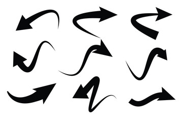 Poster - set of black curve arrow icon vector. curve arrow icon set. curved arrow icons featuring varied shap