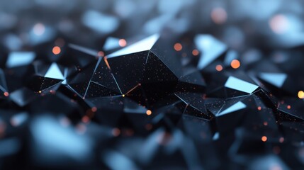 Poster - Geometric shapes create an intricate pattern with dark tones and subtle highlights in a captivating visual display
