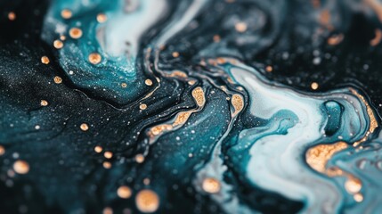 Poster - Mesmerizing swirls of metallic liquid create a stunning artwork in vibrant colors