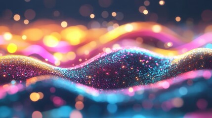 Poster - Neon light waves shimmer and flow, creating an energetic and colorful visual experience