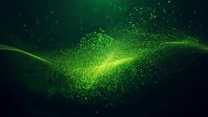 Wall Mural - Dynamic wave of green particle