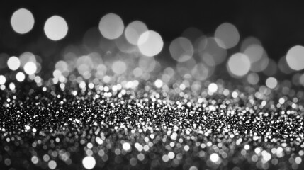 Poster - A shimmering black and white backdrop filled with sparkling glitter particles