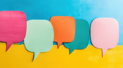 Poster - Vibrant speech bubbles adorn a playful multicolored backdrop, showcasing creativity and communication