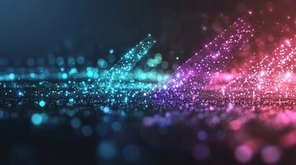 Poster - Abstract digital arrows visualize data trends through vibrant colors and sparkling effects