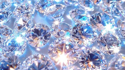 Wall Mural - High-resolution image of multiple sparkling diamonds with blue reflections and brilliant clarity