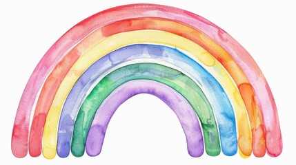 Wall Mural - A vibrant and playful watercolor rainbow illustration, perfect for brightening any space or project with its cheerful colors.