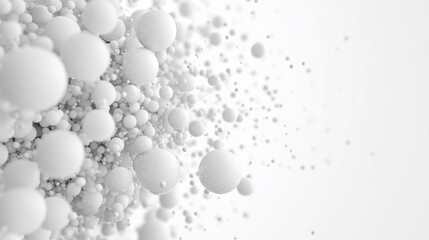 Poster - Floating white spheres create a dynamic visual effect against a soft light background